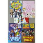 Ada Çanta Kırtasiye 4 Adet Stickerli Karakter Figürlü Boyama Kitabı ve 12'li Kuru Boya Kalemi LZ89565