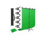 ada greenbox Yeşil arka plan seti, 150 x 200 m Chromakey yeşil arka plan 150 x 200 cm T şeklinde stant ve 5 kıskaçlı mandal, YouTube Vlogs, TV, röportaj ve fotoğraf için