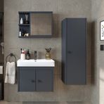 Ada Lavabolu Banyo Alt Dolabı + Banyo Üst Dolabı + Boy Dolabı Ant Antrasit