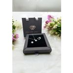 ADA LİFE GÜMÜŞ 925 Ayar Gümüş Kare 2 Li Set Kolye Küpe (ÖZEL KUTULU)