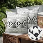 Adabana Dış Mekan Su Geçirmez Kırlent Kılıfı 2'li Set Dış Mekan Geometrik Dekoratif Yastık Kılıfları Veranda Mobilyaları Bahçe için 45 x 45 cm Siyah Beyaz