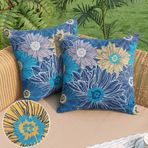 Adabana Dış Mekan Su Geçirmez Yastık Kılıfları 45 x 45 cm 2'li Set Dekoratif Çiçekli Kırlent Kılıfı Veranda Bahçe Sundurma için Lacivert