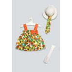 Adabebek Çiçek Desenli Tarz Elbise Çorap Set - 6 - 9 Ay - Renkli