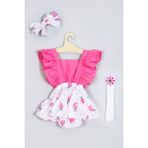 Adabebek Fırfırlı Ananas Desenli Dizaltı Çiçek Çorap Set - Pembe - 1 - 1,5 Yaş