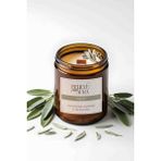 Adaçayı Kokulu Doğal Soya Mumu - Doğal Adaçayı Dekorlu Meditasyon Aromaterapi Kavanoz Mum - 240 cc - Beyaz