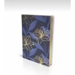 Adalinhome Lizy Premium Altın Varaklı Çizgili Defter – 15X21 Cm, Soft Touch, Kenar Yaldızlı - Mavi