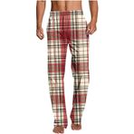 Adam baskı gevşek Fit ince ekose düz bacak uzun bacak pantolon pijama gece önlük adam 2025 moda Y2K, L-123 Kırmızı, XL