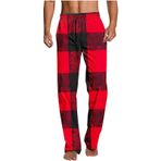 Adam baskı gevşek Fit ince ekose düz bacak uzun bacak pantolon pijama gece önlük adam 2025 moda Y2K, R-436 Kırmızı, XL