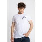 Adam Boxes Erkek/ Baskılı O-Yaka T-Shirt Marino - Beyaz