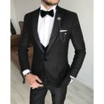 Adam Tailor Italyan Kesim Ceket Yelek Pantolon Damatlık Set Siyah T7845 - 56