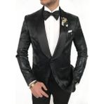 Adam Tailor Italyan Kesim Erkek Ceket Pantolon Damatlık Set Siyah T7484 - 50
