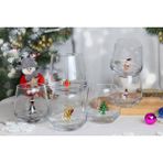 Adamodart Yılbaşı Cam Figürlü Su Bardağı 6'lı Set - 6 Adet - 345 ml