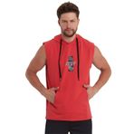 adams Erkek Kapüşonlu Kanguru Cepli Kolsuz Sweatshirt (Kırmızı, S)