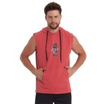 adams Erkek Kapüşonlu Kanguru Cepli Kolsuz Sweatshirt (Mercan, XL)