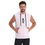 adams Erkek Kapüşonlu Kanguru Cepli Kolsuz Sweatshirt (Pembe, L)