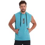 adams Erkek Kapüşonlu Kanguru Cepli Kolsuz Sweatshirt (Turkuaz, XXL)