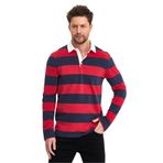Adams Erkek Lacivert Bordo Çizgili Polo Yaka Sweatshirt