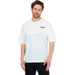 Adams Oversize Beyaz/mavi Erkek Jakarlı Bisiklet Yaka Kısa Kollu T-Shirt - 2XL