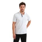 Adams Polo Yaka %100 Pamuk Sırt Siyah Şeritli Reflektör Logo Baskılı Kısa Kol Beyaz Erkek Tişört