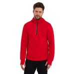 adams Rush Run Erkek Antrenman Kanguru Cepli Fermuarlı Kapüşon Yaka Spor Sweatshirt (Kırmızı, S)