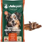 Adapati Kuzu Etli Pirinçli Yetişkin Köpek Maması 15 kg + Inek Meme Çubuk 15cm 100gr - 1.0
