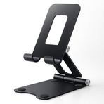 ADAPTOLL Ayarlanabilir Metal Telefon ve Tablet Standı – Katlanabilir Masa Üstü Tutucu, Kaymaz Silikon Destekli, Evrensel Uyumlu, Şarj Boşluklu, Siyah
