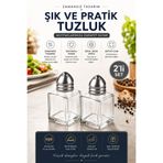 Adaptoll Mini Cam Tuzluk Biberlik Seti 2’li Kare Baharatlık Paslanmaz Çelik Kapaklı Şeffaf Cam Sofra Tuzluk Baharat Kabı Modern Dekoratif Tuzluk Biberlik Takımı