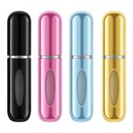 ADAPTOLL Mini Doldurulabilir Parfüm Şişesi – Taşınabilir Seyahat Boy Atomizer Cep Sprey Seti, Pompalı Dolum Kabı, Kompakt, Sızdırmaz ve Dayanıklı Tasarım (Modern, 4 Adet-Siyah, Pembe, Açık Mavi, Gold)