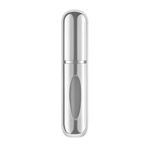 ADAPTOLL Mini Doldurulabilir Parfüm Şişesi – Taşınabilir Seyahat Boy Atomizer Cep Sprey Seti, Pompalı Dolum Kabı, Kompakt, Sızdırmaz ve Dayanıklı Tasarım (Modern, Gümüş)