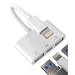 Adaptör Lightning USB OTG 3.0 (3'ü 1 arada) iPhone 14 13 12 Pro Max için iPad Charge Kablosu Jak USB-A Anahtar Kamera Apple MFI Sertifikalı Klavye Fişi Dijital Kamera Dosya Bağlantısı