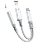 Adaptör USB C Audio A 3,5 mm Kulaklık Kablosu (2'si 1 arada) IPhone15 Tip C Araç Şarj Cihazı AUX Kulaklık Dağıtıcı Apple iPad Dongle Kulaklık SDopiator Dönüştürücü Samsung tp-3.5 ile Uyumlu