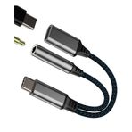 Adaptör USB C jak 3,5 mm (2'si 1 arada) kulaklık şarj cihazı soketi, iPhone 16 15 için, Apple iPad için, Samsung S23 S22 Ultra Splitters Tip C kulaklık ses kablosu bağlantısı ile uyumlu