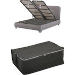 Adarya ÇEKYAT BAZA TİPİ (GRİ) HURÇ-BAZA ALTI KAZAK-YASTIK-PİKE SAKLAMA HURCU 22X40X60(Gri) - Siyah