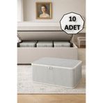 ADARYA HOME 10' lu Çizgili Hurç 62x37x25 cm Dolap İçi Düzenleyici Kumaş Depolama Çantası (GRI)