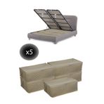 ADARYA HOME 5 Adet Kapitoneli Bazaaltı Hurç 60x40x22 - Büyük Boy Baza Hurcu(KREM)