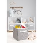Adarya Home Dolap Içi Çamaşır ve Oyuncak Düzenleyici Kapaksız Saklama Kutusu | 30 x 30 x 30 cm (Çizgili) - Gri - Bej - 1