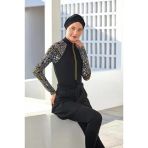 Adasea 251112 Judy Siyah 3 Farklı Şekilde Giyilebilir Likralı Tam Kapalı Tesettür Mayo