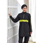 Adasea 251502 Siyah Henley Uzun Kollu Tesettür Mayo