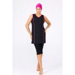 Adasea Büyük Beden Kolsuz Kısa Taytlı Havuz Mayo Maresiva 3xl-4xl-5xl-6xl - Black - Siyah