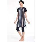 Adasea Kadın Likralı Yarı Kapalı Kısa Kollu Tesettür Mayo 3409 Siyah - 5XL