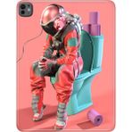 Adasena iPad Pro M5 2025 11" Inc Uyumlu Kılıf Tablet Için Desenli Silikon Kapak - Retro Astronot - 001-Renkli