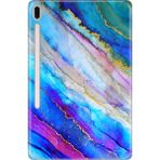 Adasena Samsung Galaxy Tab S7-Fe Lte SM-T737 Kılıf Tablet Için Desenli Silikon Kapak - Renkli Mermer - 001-Renkli
