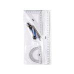 ADASRA Cetvel Takımı - 4'Lü Geometri Çizim Seti - 30cm Cetvel + Pergel