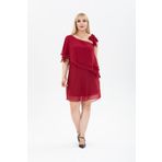 ADASTYLE Tek Omuzlu, Bordo Şifon Elbise, Abiye Yeni Sezon, Şık Gece