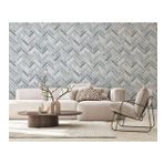 Adawall 23105-2 Roka Serisi Gri Mavi Modern Tuğla Desen Duvar Kağıdı