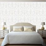 Adawall 9901-1 Tropicano Beyaz Damask Desen Duvar Kağıdı