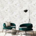 Adawall 9905-1 Tropicano Beyaz Yaprak Desenli Tropikal Duvar Kağıdı