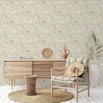Adawall 9905-2 Tropicano Krem Yaprak Desenli Tropikal Duvar Kağıdı