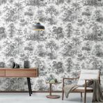 Adawall 9909-1 Tropicano Siyah Ağaç Desenli Tropikal Duvar Kağıdı