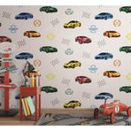 Adawall Adakıds 8909 Yarış Arabaları Temalı Desenli Duvar Kağıdı 10,6M2